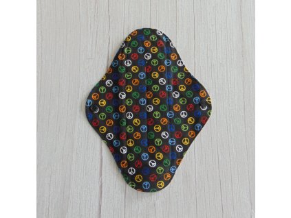 Lara mosható betét 24 cm - pamut / béke jel - fekete