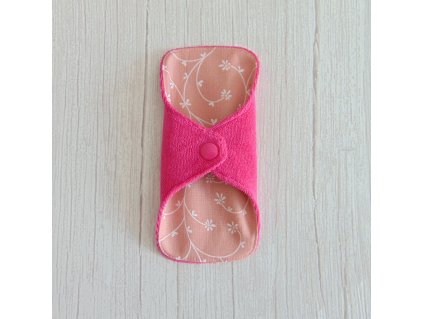 Dana mosható tisztasági betét 16 cm - frottír / barackos rózsaszín - fehér indák