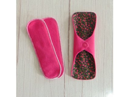 Dana Plus mosható betét 23,5 cm / apró rózsaszín virágok - fekete