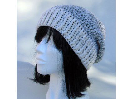 Krém - szürke slouchy fazonú sapka