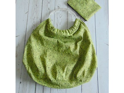 Kézi táska / zöld kisvirág