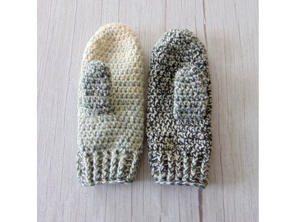 Fekete - fehér / horgolt egyujjas kesztyű (S_M)