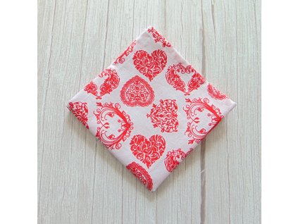 Textil szalvéta / barokk szívek- piros