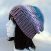 Lila - kék - szürke slouchy fazonú sapka
