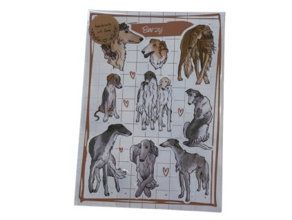 TeryArt psí samolepky (arch) - Barzoj