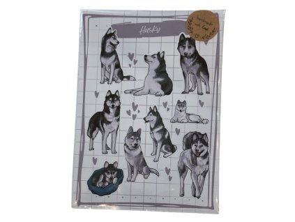 TeryArt psí samolepky (arch) - Husky