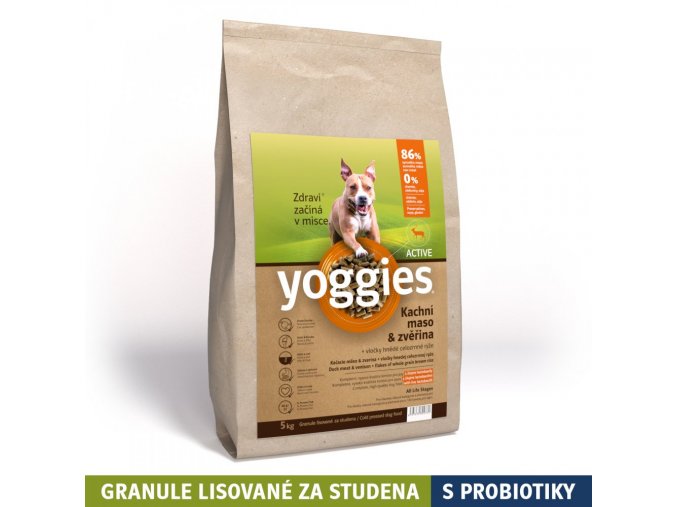 5 kg yoggies active kachna a zverina granule lisovane za studena s probiotiky