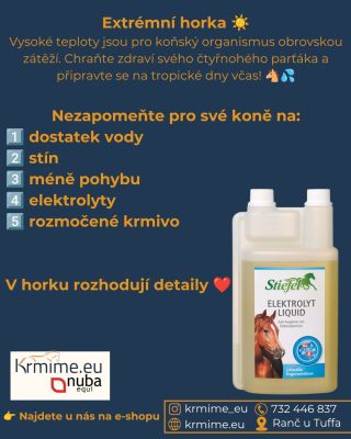 Extrémní horka ☀️ Vysoké teploty jsou pro koňský organismus obrovskou zátěží. Chraňte zdraví svého čtyřnohého parťáka a...