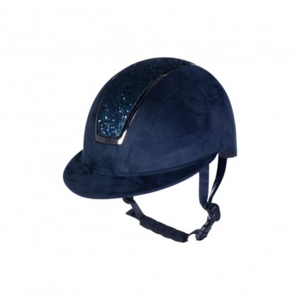 Jezdecká helma Lady Shield Sparkle Velours tm. modrá