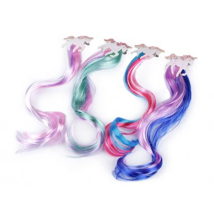 Pramínky vlasů se sponou jednorožec