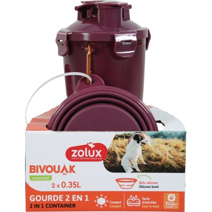 lahev 2v1 2 misky bivouak 2x350ml cervena