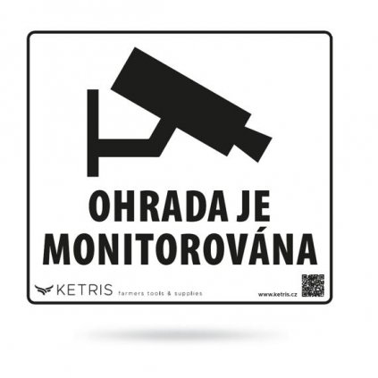 Výstražná tabulka "OHRADA JE MONITOROVÁNA"