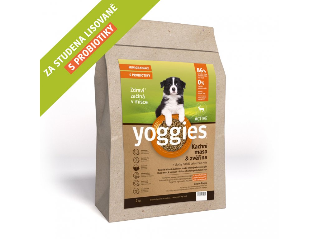 2 kg minigranule yoggies active kachna a zverina granule lisovane za studena s probiotiky