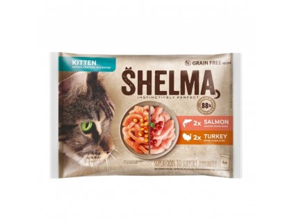 0025006 shelma cat kitten losos 2 x kruta 2 x kapsa 85 g 4 ks