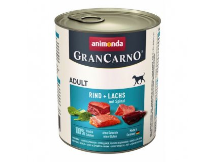 Grancarno Adult Hovězí, Losos + špenát 800g