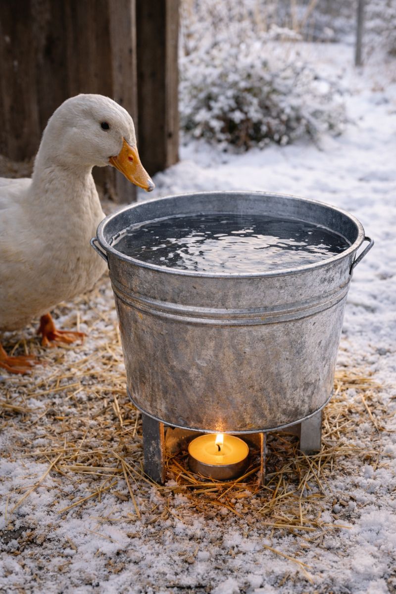 Sviečka pod vyvýšenou nádobou s vodou