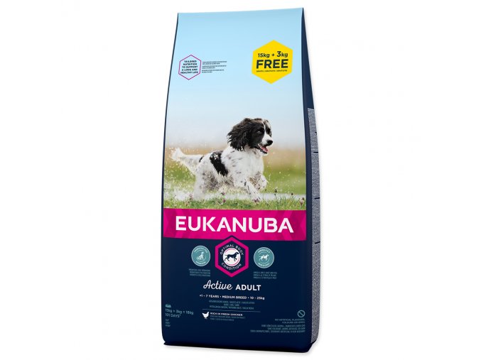 EUKANUBA Puppy & Junior Medium Breed - BONUS  (18kg)  15+3kg zdarma