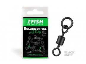 zfish obratlik rolling swivel with ring black matt vel 8 26kg pevnostní s kroužkem