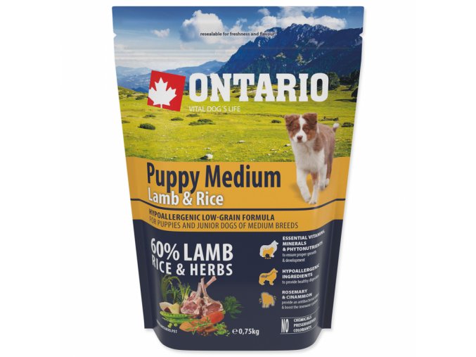 ontario puppy medium lamb rice 0 75kg original