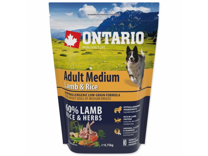 ontario adult medium lamb rice 0 75kg original