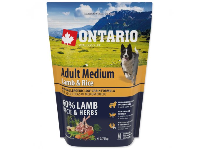 ontario adult medium lamb rice 0 75kg original