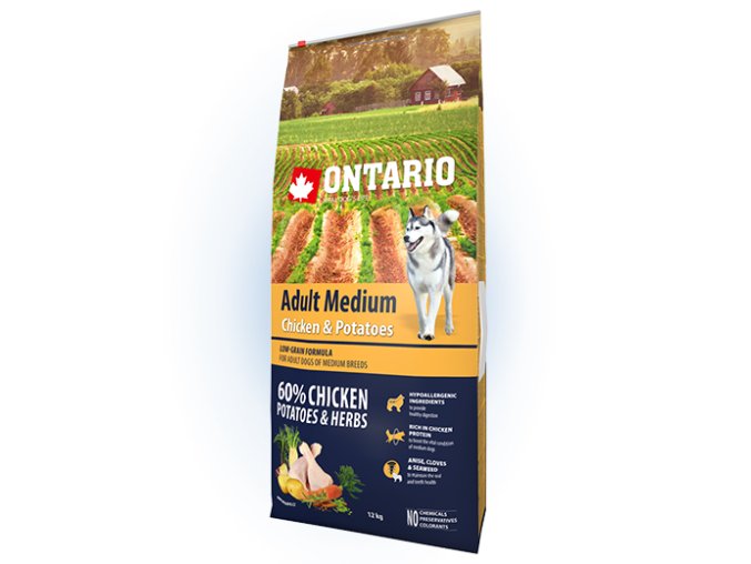 ontario adult medium chicken potatoes 12kg 4 konzervy zdarma original