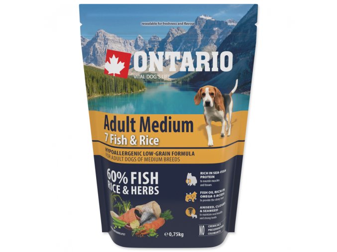 ontario adult medium fish rice 0 75kg original