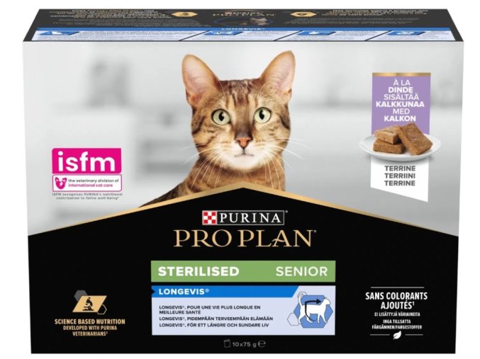 pro plan cat kapsicka sterilised senior turkey 10x75g (1)
