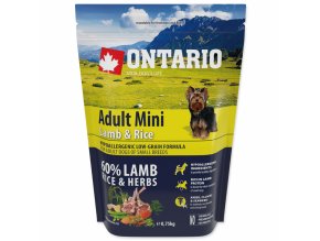 ontario adult mini lamb rice 0 75kg original
