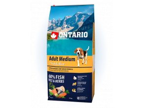 ontario adult medium fish rice 12kg 4 konzervy zdarma original