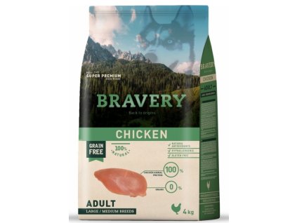 BRAVERY dog ADULT Large / Medium Grain Free chicken 4kg | Tenesco.cz