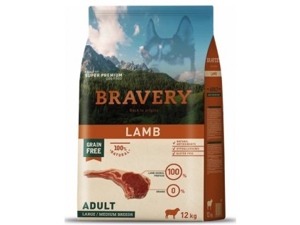 BRAVERY dog ADULT Large / Medium Grain Free lamb 12kg | Tenesco.cz