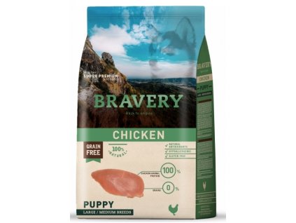 BRAVERY dog PUPPY Large / Medium Grain Free chicken 12kg | Tenesco.cz