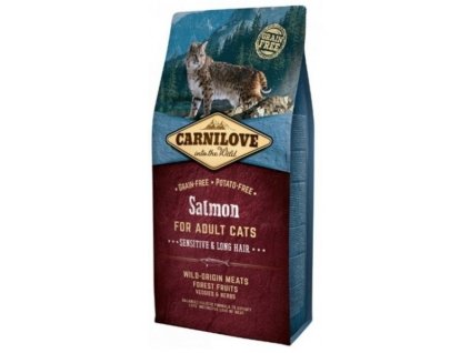 3795 carnilove cat salmon for adult cats sensitive long hair 6kg
