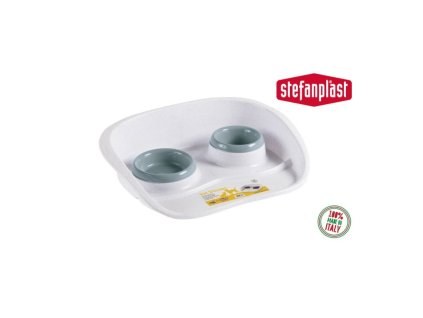 713703 miska plastova pro psy a kocky dvojita 1x 300 ml a 1x 250 ml kamenne seda