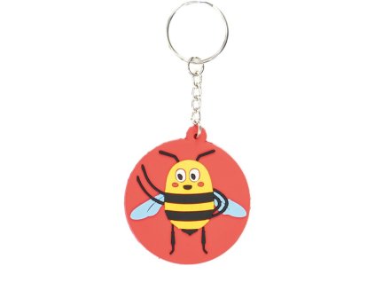 privesek silikonovy kulaty vcela cerveny
