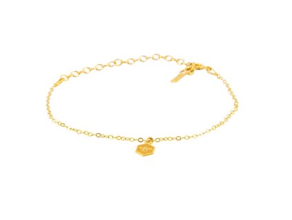 naramek s priveskem vcela na hexagonu zlacene stribro