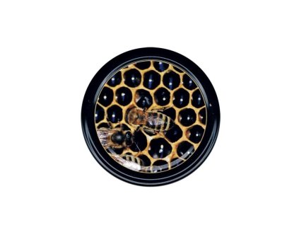 Víčko na sklenici Černá včela ná plástvi ND18, Ø82 mm