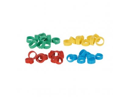 7729 1 krouzky na slepice spiralove 4 barvy 16 mm 100 ks