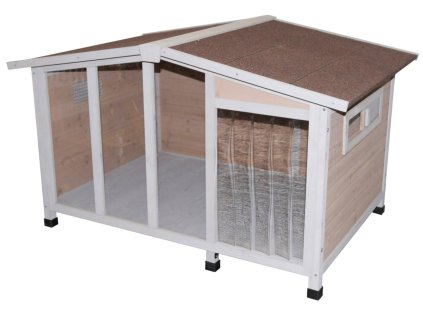 Bouda pro psa OVERVIEW, dřevěná s průhlednou stěnou, 134 x 92 x 82 cm