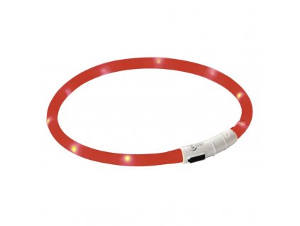 8488 obojek pro psy silikonovy svitici led nabijeci cerveny 55 cm