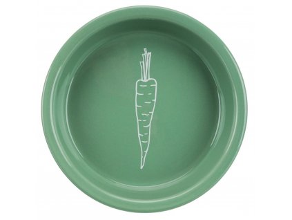 Keramická miska s motivem mrkve pro králíky 200 ml / 14 cm, tmavě zelená
