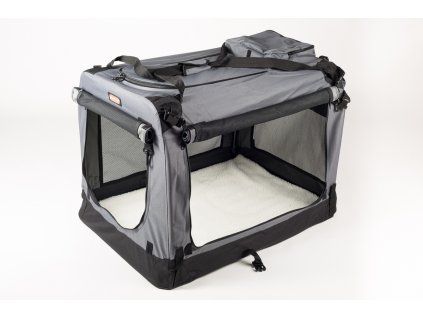 Transportní box pro psy, skládací kenelka Cool Pet Plus S šedá – 49,5 x 34,5 x 35 cm