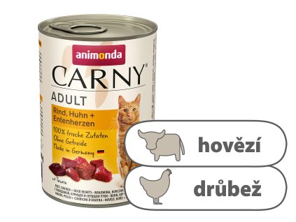 Animonda CARNY Adult – hovězí, kuře, kachní srdce 400 g
