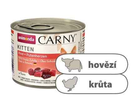 Animonda CARNY Kitten – hovězí, krůtí srdce 200 g