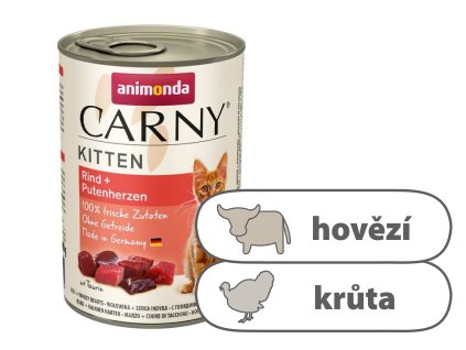 Animonda CARNY Kitten – hovězí, krůtí srdce 400 g