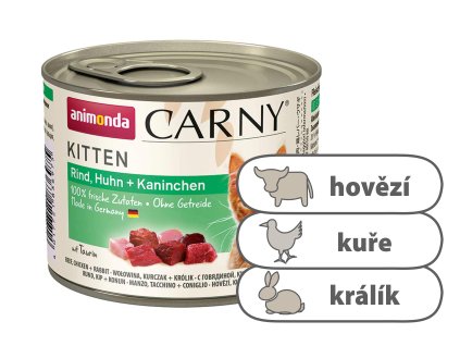 Animonda CARNY Kitten – hovězí, kuře, králík 200 g