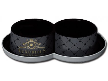 Miska plast LUXURIOUS double černá 2x350ml
