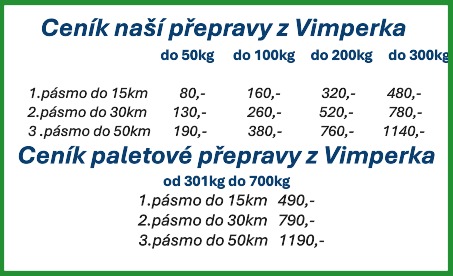 Ceník naší přepravy