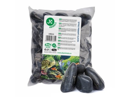 Přírodní křemenné valounky černé, 2 kg, do akvária a terária